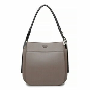 Prada Margit one shoulder bag city calf leather Arguilla Nero Black gray
